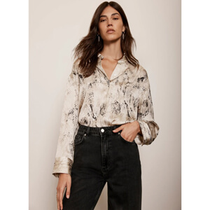 Mint Velvet Cream Snake Print Satin Shirt